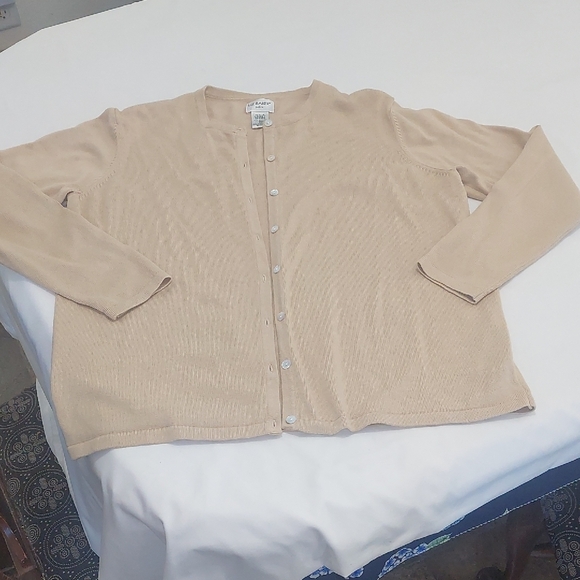Liz Baker Tan Button-Up Cardigan Sweater - Picture 1 of 7